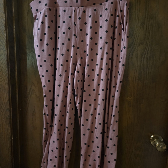 torrid Pants - Torrid Pink and Black Polka Dot Wide Leg Jumpsuit